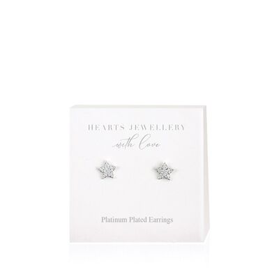 Platinum Plated Cubic Zirconia Star Earrings