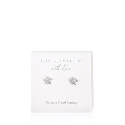 Platinum Plated Cubic Zirconia Star Earrings