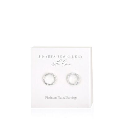 Platinum Plated Cubic Zirconia Circle Earrings