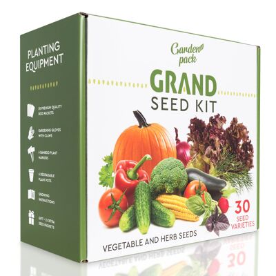 Grand Seed and Gardening Accessories Kit - 30 Varieties