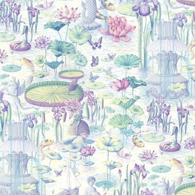 Waterlily River Wallpaper Sample - Pastel