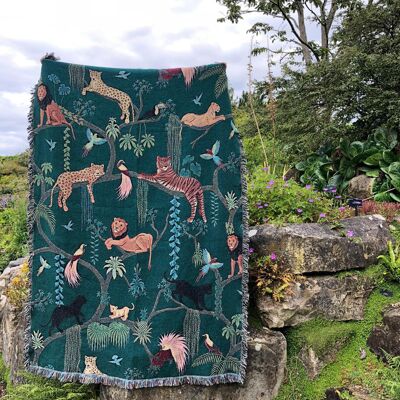 Woven Cotton Big Cats Blanket