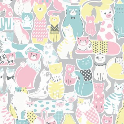 Muestra de papel tapiz CATS - Pastel