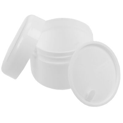 Vaso cosmetico, plastica, bianco con coperchio interno per 50 ml, Ø 5 cm, altezza: 4,5 cm