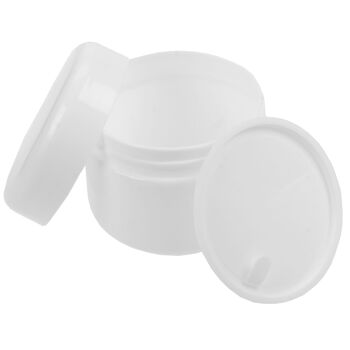 Pot cosmétique, plastique, blanc avec couvercle intérieur pour 50 ml, Ø 5 cm, hauteur: 4,5 cm 1