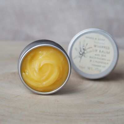 All natural WHIPPED LIP BALM with sea buckthorn oil & calendula infused oil
