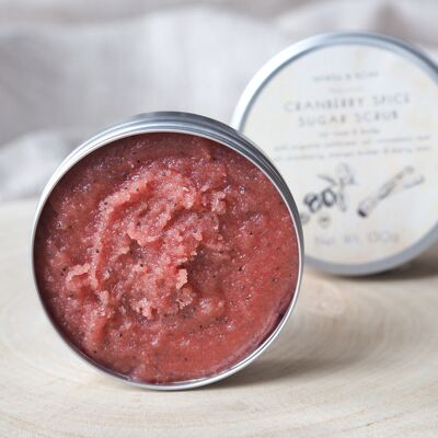 CRANBERRY SPICE SUGAR SCRUB 130g with cinnamon, cranberry, mango butter & berry wax