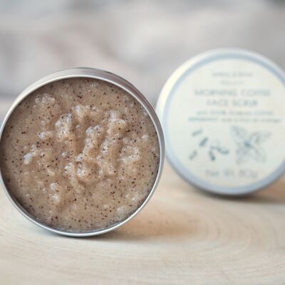 MORNING COFFEE FACE SCRUB with sugar, ground coffee & peppermint