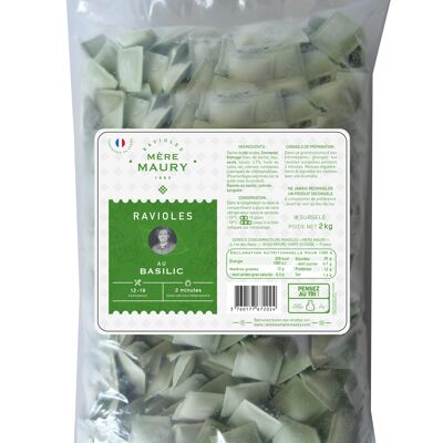 Basil ''square'' ravioli - frozen - 2kg