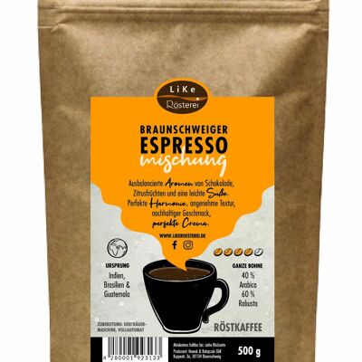 Roasted coffee Brunswick espresso blend 500g Whole bean