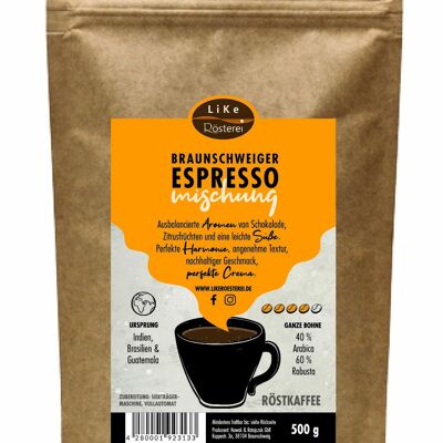 Café torréfié Mélange expresso Brunswick 500g Grain entier