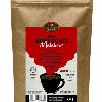 Roasted Coffee India Monsooned Malabar 250g Whole Bean