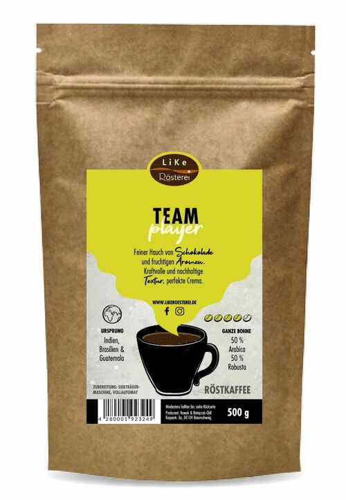 Röstkaffee Teamplayer 500g Ganze Bohne