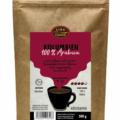 Roasted Coffee Colombia 500g Whole Bean 500 g