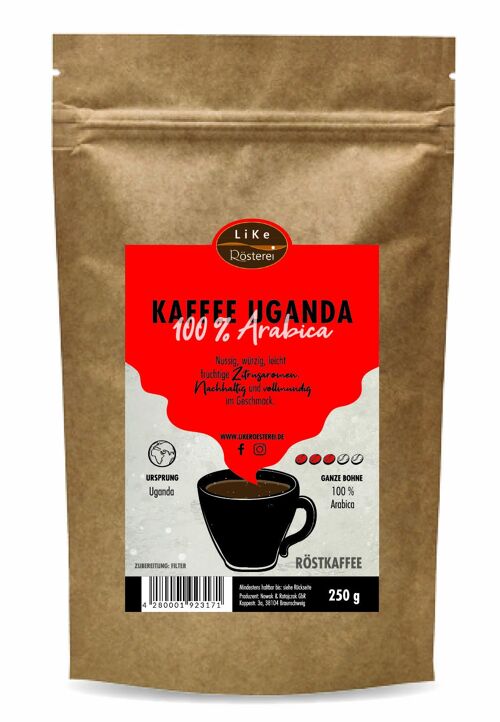 Röstkaffee Uganda 100% Arabica 250g Ganze Bohne 250 g