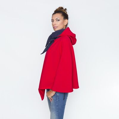 Adult PASCAL poncho-cape - Red/Navy