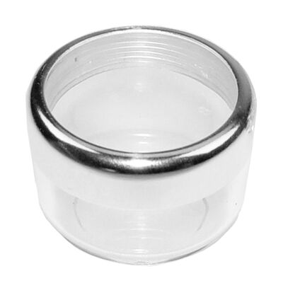 Kosmetik-Dose, Kunststoff, Chromfarben/Glashell für 6 ml, Ø 2,9 cm, Höhe: 2,3 cm