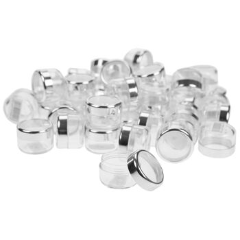 Pot cosmétique, plastique, chromé/coque en verre pour 6 ml, Ø 2,9 cm, hauteur: 2,3 cm 3