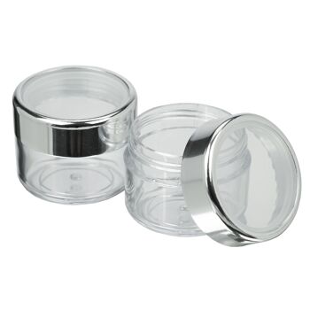 Pot cosmétique, plastique, chromé/coque en verre pour 20 ml, Ø 4 cm, hauteur: 3,2 cm 2