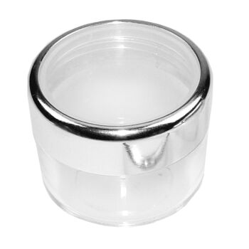 Pot cosmétique, plastique, chromé/coque en verre pour 20 ml, Ø 4 cm, hauteur: 3,2 cm 3