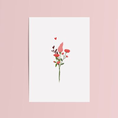 Carte Bouquet Bouquet de Fleurs Rouge