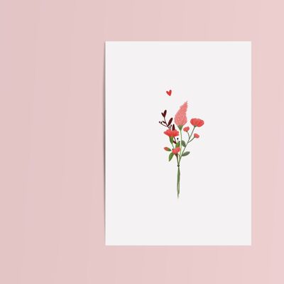 Tarjeta Ramo Manojo de Flores Rojo