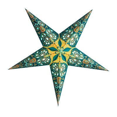 Linterna de estrella de papel - Fénix azul celeste