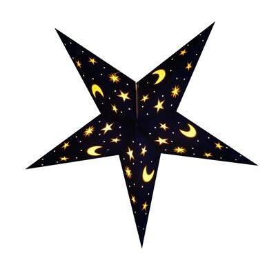 Cielo Nocturno: Azul / Amarillo - Linterna Estrella De Papel