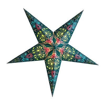 Damask Aquamarine - Paper Star Lantern