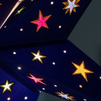 Lanterne Etoile en Papier - Ciel Nocturne : Bleu / Multicolore 4