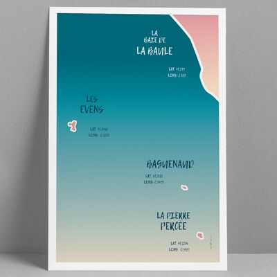 Affiche Baie de la Baule Jour 30x40 cm Saint Nazaire - Pornichet