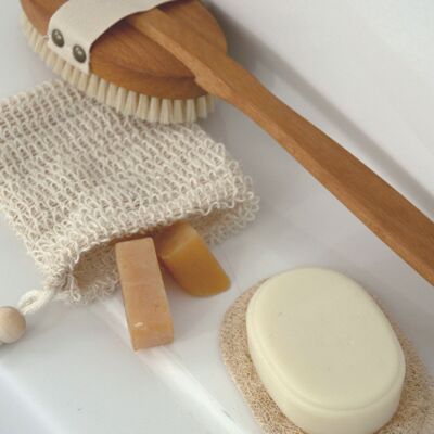 Sisal and cotton soap bag