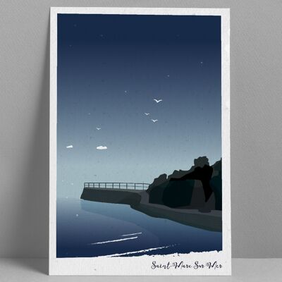 Poster Pier von Saint Marc sur Mer Night 30x40 cm - Saint Nazaire