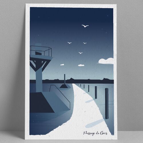 Affiche Le Gois de Noirmoutier Nuit 30x40 cm