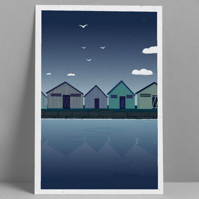 Night Oyster Houses Poster 30x40 cm