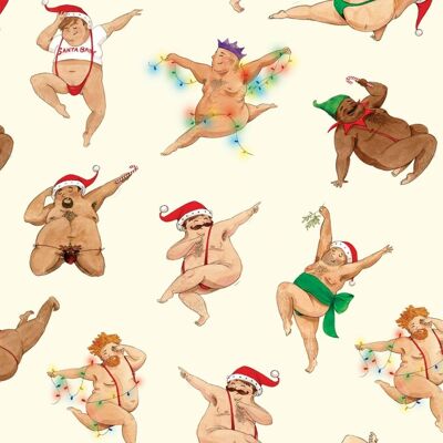 Male dancer wrapping paper, Quirky wrapping paper, Plus size dancers, Gift wrap, Sexy gentlemen, Christmas wrapping paper, Saucy, Naughty - 1 sheet (£2.95)