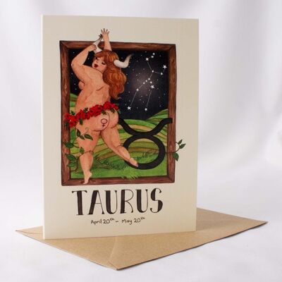 Horoscope greeting card, Zodiac birthday card, Taurus card, Star sign greeting card, Quirky card
