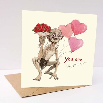 You are my precious card, Funny Valentine card, Gollum Valentines card, Gollum Illustration, Humorous Anniversary card, Gollum, LOTR