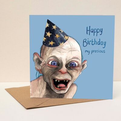 Happy Birthday my precious card; Funny Birthday card; Humour; Gollum Birthday card; Birthday Gollum Illustration; Gollum; LOTR