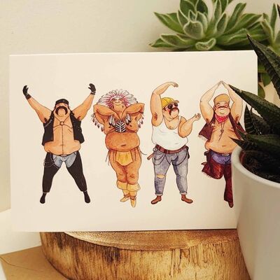 YMCA card, Funny Birthday card, LGBTQ card, Village people card, Chubby dancing men