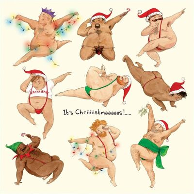 Male dancer Christmas card, Funny Christmas card, Sexy Christmas card, Naughty Christmas card
