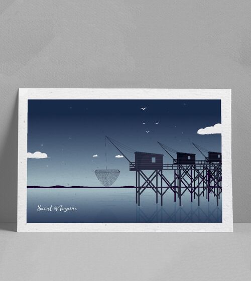 Affiche Rade de Saint Nazaire Nuit 30x40 cm