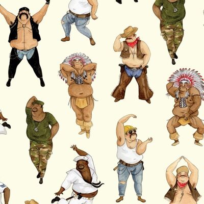 Village people wrapping paper, YMCA gift wrap, Male dancers, LGBTQ wrapping paper, Sexy men, Gay wrapping paper, Saucy, Naughty - 1 sheet (£2.95)