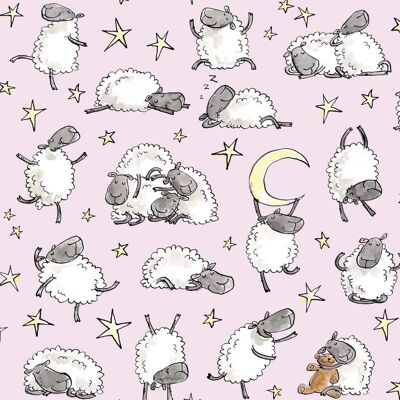 Fun sheep wrapping paper, gift wrap, Cute sheep wrap, Gift wrap, New baby wrapping paper - 1 sheet (£2.95) Pink