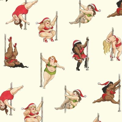 Pole dancer wrapping paper, Quirky wrapping paper, Plus size pole dancers, Gift wrap, Sexy ladies, Christmas wrapping paper, Saucy, Naughty - 1 sheet (£2.95 - £4.15) 3 gift tags (£3.85 - £11.50)