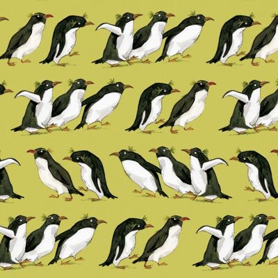 Penguin wrapping paper, Quirky wrapping paper, Penguins, Unusual gift wrap, Macaroni penguins, Cute penguin gift wrap, Funny penguins - 1 sheet (£2.95)