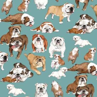 Bulldog wrapping paper, Unusual wrapping paper, Cute dogs, Quirky gift wrap, Dog gift wrap, Cute wrapping paper, Animal gift wrap - 3 sheets (£8.15)