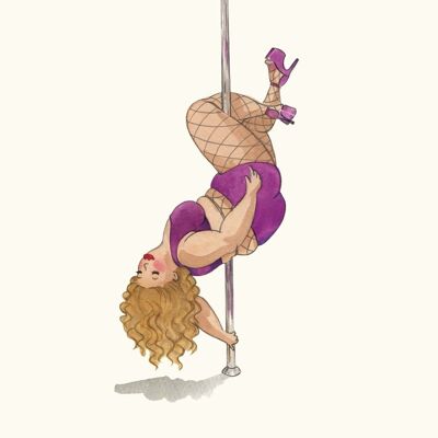 Pole dancing print, Watercolour painting, Wall art, Pole dancer art print, Sexy art print, Saucy art print - 4 x 6 inches (£5.50)
