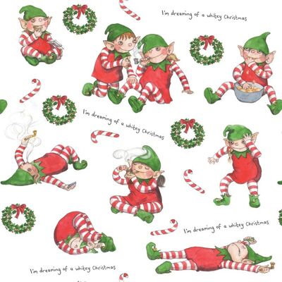 Stoner wrapping paper, Funny stoner wrapping paper, Marijuana wrapping paper, Christmas Wrapping paper, Whitey Christmas, Santa's Elves - 2 sheets (£5.50)