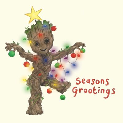 Groot, seasons grootings Christmas card; Funny Christmas card; Humour; GOTG; Guardians of the galaxy; Illustration
